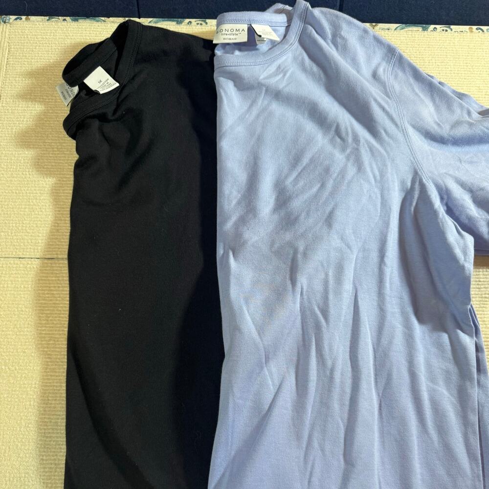 Everyday 100% Cotton T Shirts Lot of 2 Sonoma Womens 1X  Black & Blue Easy Care